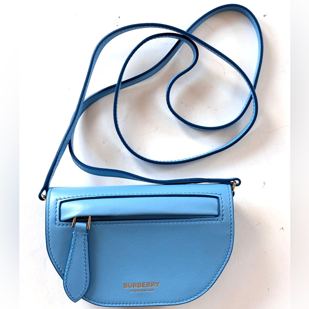 Burberry Olympia Micro Blue Leather Shoulder Bag